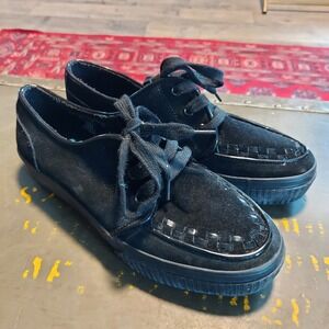 Bongo Cannon Mens Black Suede Platform Creeper Sneakers Lace Up Shoes Size 7.5M